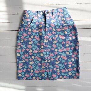 floral mini skirt 80s‎ vintage short blue jean skirt